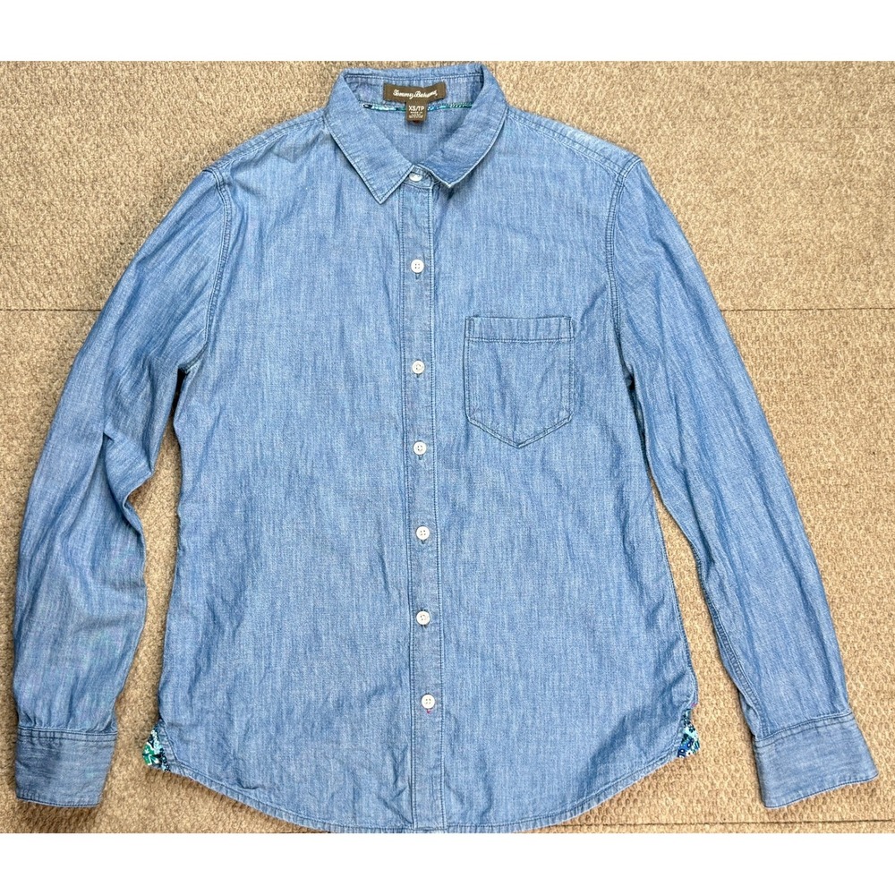 Tommy Bahama Women's Button Up Long Sleeve Embroidered Shirt Size XS